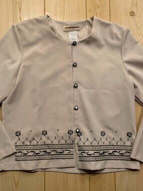 Vintage 90s Expressions Floral Shoulder Pads Button-Down Blouse Top Women's 18M